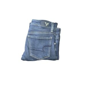 American Eagle Jeans Women Sz 2 Blue Denim Skinny Super Stretch Regular Everyday